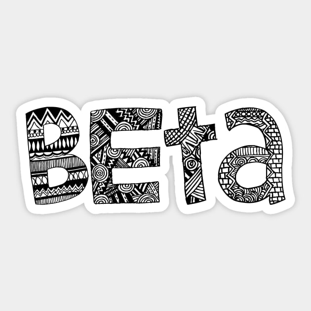Beta Letter Doodle Pattern Sticker by Rosemogo